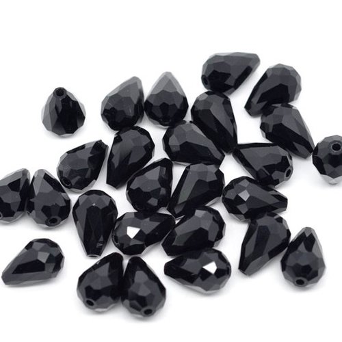 30 perles de verre en noir 8mm