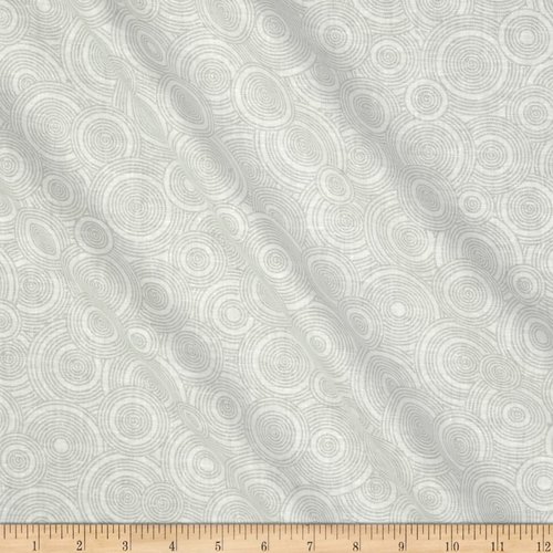 Tissu  gris et blanc cercles,  santee print works fabrics, get back circles grey white