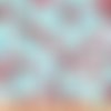 Coupon tissu minky turquoise avec cerises rouges, roses et blanches