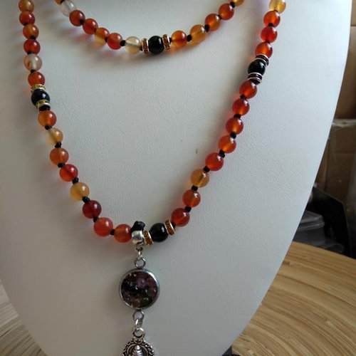 Mala tibétain cornaline "ganesh"