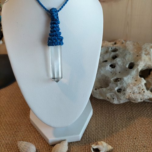 Collier micro macramé cristal de roche