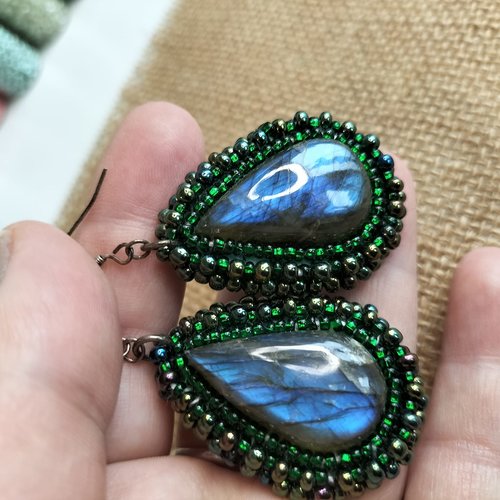Boucles d'oreilles labradorite