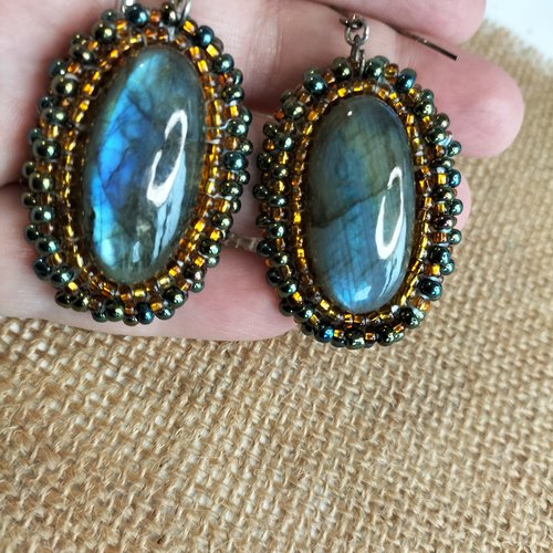 Boucles d'oreilles labradorite
