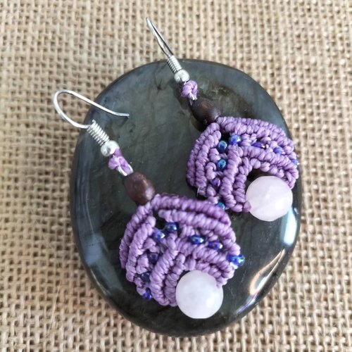 Boucles d'oreilles en micro macramé