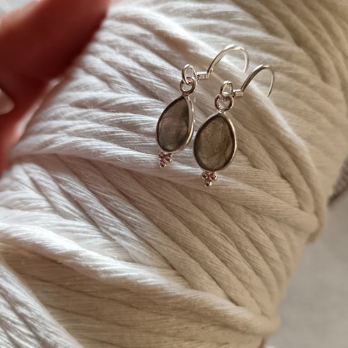 Boucles d'oreilles en argent pierre semi-précieuse