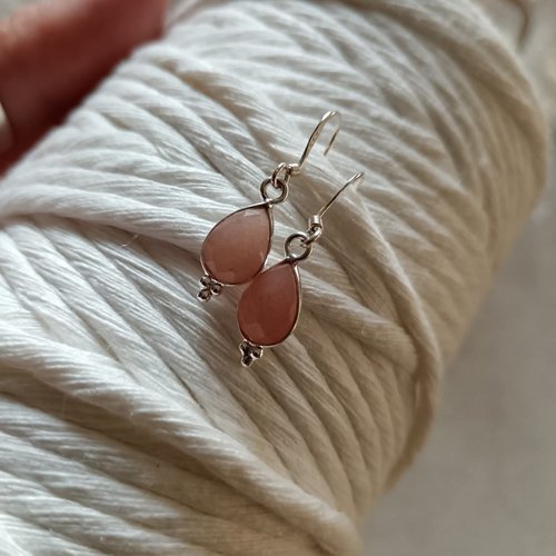 Boucles d'oreilles en argent pierre semi-précieuse