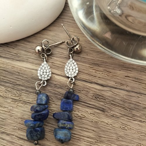 Boucles d'oreilles en argent pierre semi-précieuse