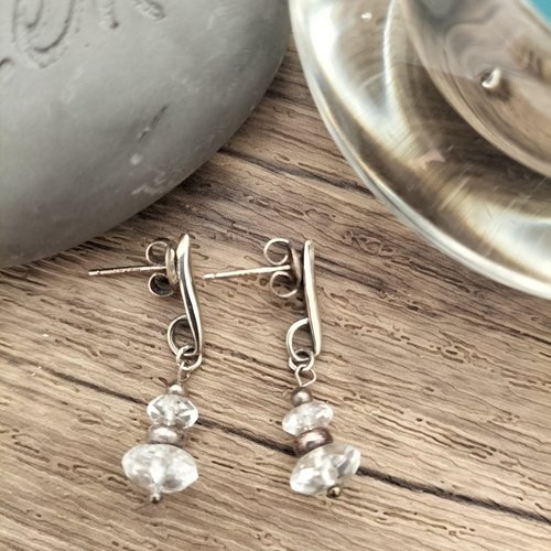 Boucles d'oreilles en argent pierre semi-précieuse