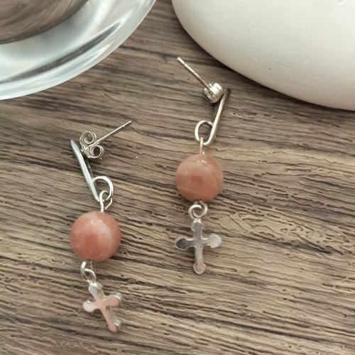 Boucles d'oreilles en argent pierre semi-précieuse