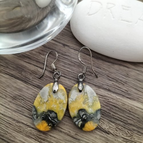 Boucles d'oreilles en argent pierre semi-précieuse