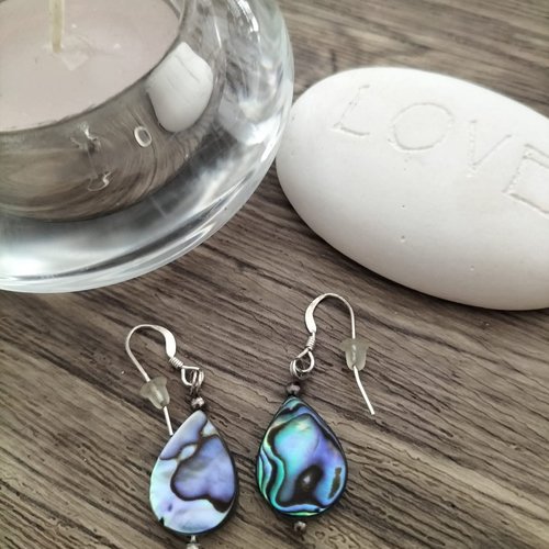 Boucles d'oreilles en argent abalone