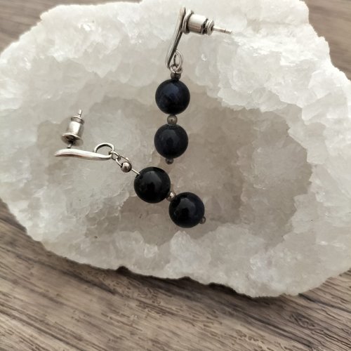 Boucles d'oreilles en argent pierre semi-précieuse