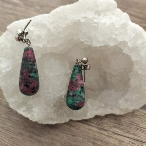 Boucles d'oreilles en argent pierre semi-précieuse