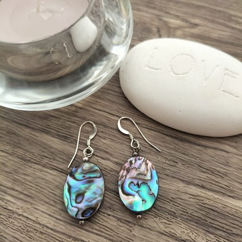 Boucles d'oreilles en argent abalone