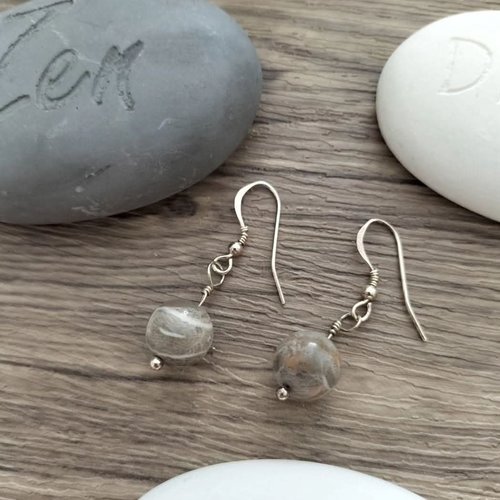 Boucles d'oreilles en argent pierre semi-précieuse