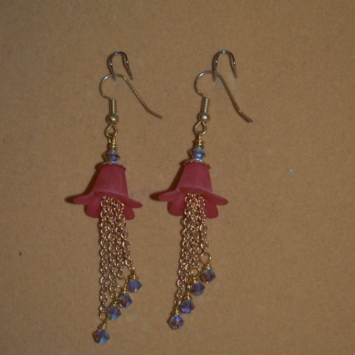 Boucles d'oreilles corolles rose fushia