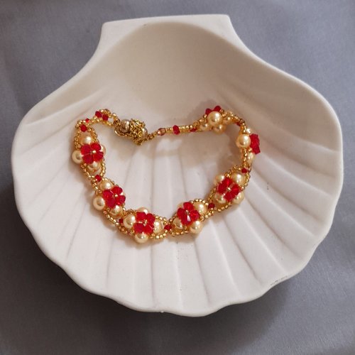 Bracelet princesse rouge et or