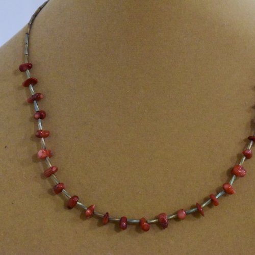 Collier bambou corail