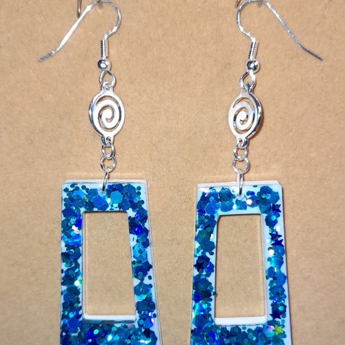 Boucles d'oreilles géométriques bleues