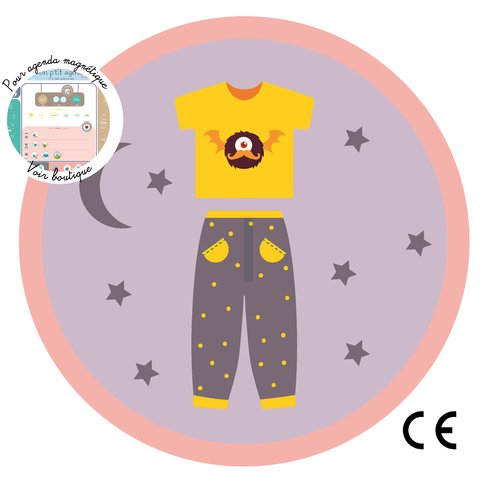 1 magnet extra plat - mettre son pyjama - jeu éducatif pour enfant
