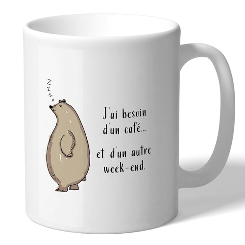 Mug - humour animal ! -  ours besoin d'un café