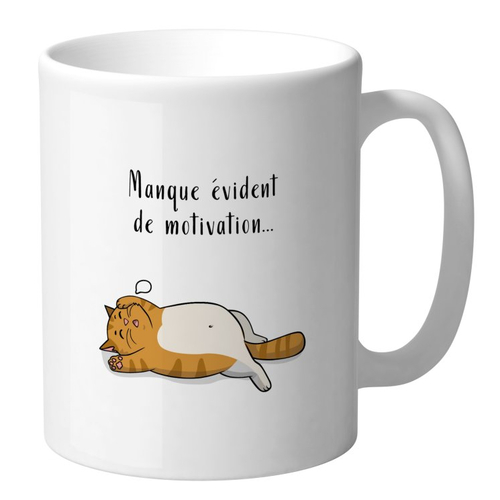 Mug - humour animal ! - chat 'manque de motivation'
