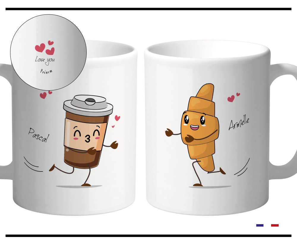 Cadeau couple : Coffret Duo mugs Mais je l'aime - 22,90 €