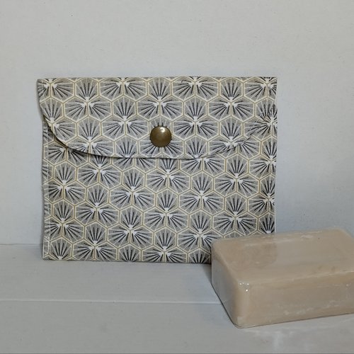 Pochette à savon grise coton enduit