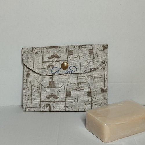 Pochette à savon coton enduit chats