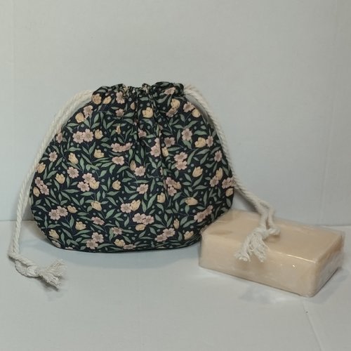 Bourse à savon coton fleuri