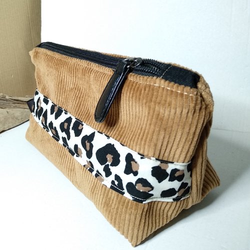 Trousse à maquillage velours côtelé