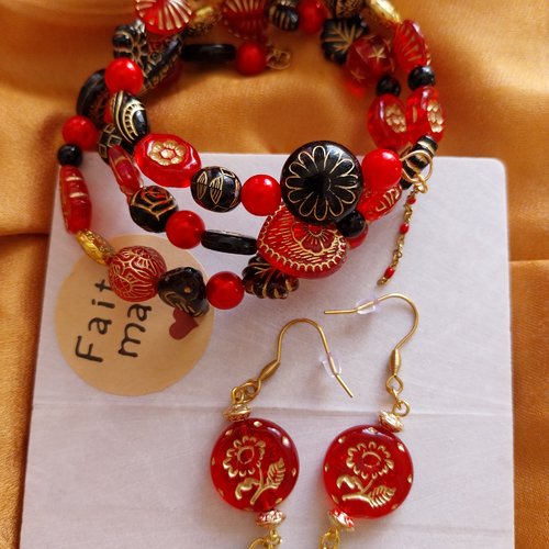 Bracelet et boucles d oreilles assortis bohème