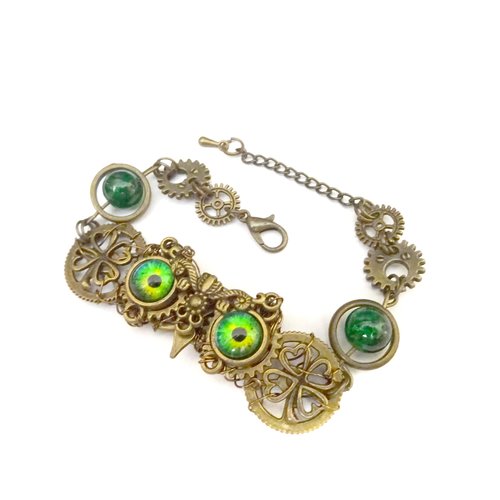 Bracelet hibou steampunk, bracelet irlandais