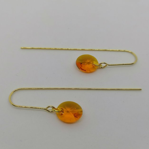 Boucles d’oreilles perle cristal orange et crochet doré