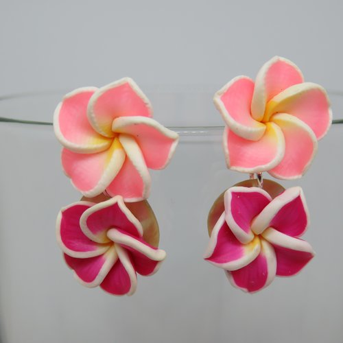 Boucles d’oreilles fleurs rose