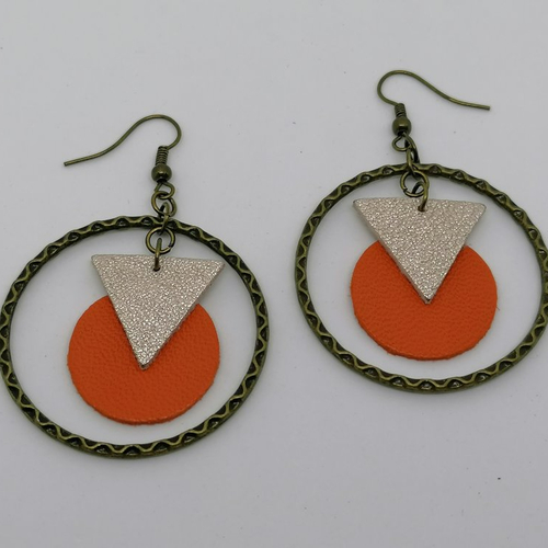 Boucles d’oreilles orange et bronze