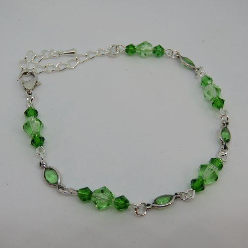 Bracelet ajustable vert et argenté