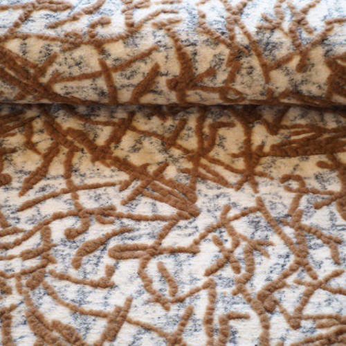 Tissu laine - tessy - blanc / marron