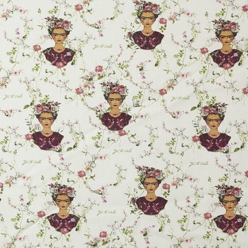 Tissu - frida / flowers - blanc cassé / crème