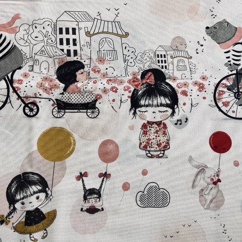 Tissu - yumi & ses petits amis - toile coton imprimée