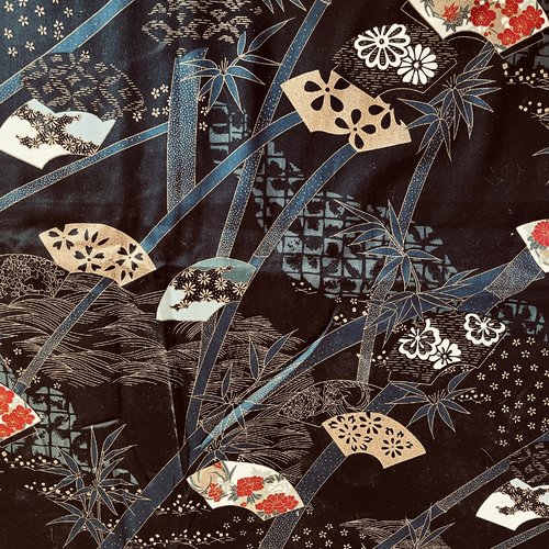 Tissu japonais - noir - coton haute qualité