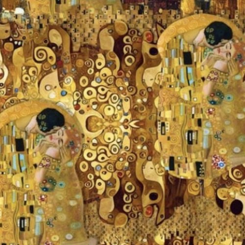 Tissu stenzo - le baiser de klimt - toile coton - oekotex standard 100