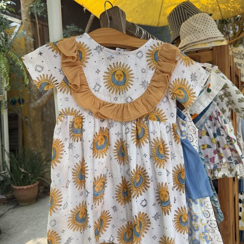 Tissu organic - soleil lunaire - coton indien bio