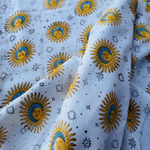 Tissu organic - soleil lunaire - coton indien bio