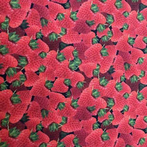 Tissu coton - fraises rouges - collection yummy food - certifié oeko tex standard 100
