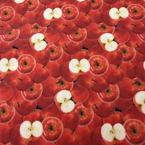 Tissu coton - pommes rouges - collection yummy food - certifié oeko tex standard 100