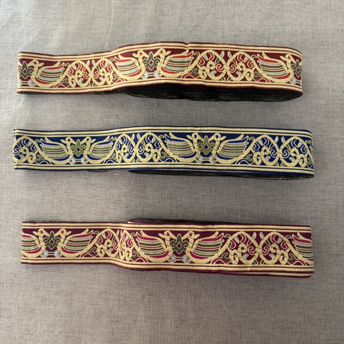 Passementerie du laos - bordeaux / bleu / mauve - largeur 5cm