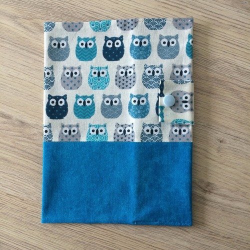Protège carnet de santé personnalisable hiboux bleu