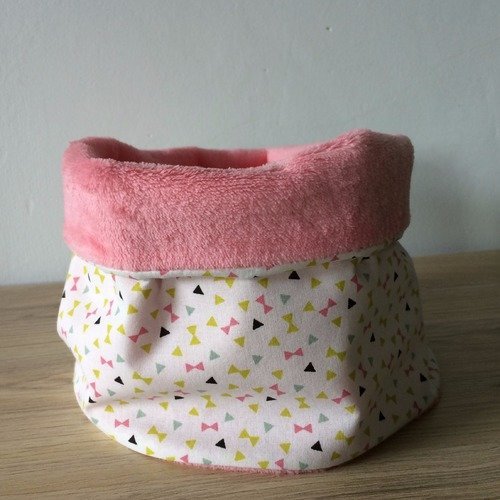 Snood /tour de cou enfant 5/6 ans polaire rose et motifs papillons