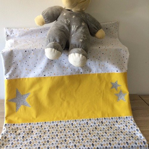 Couverture bébé personnalisable collection gris/jaune